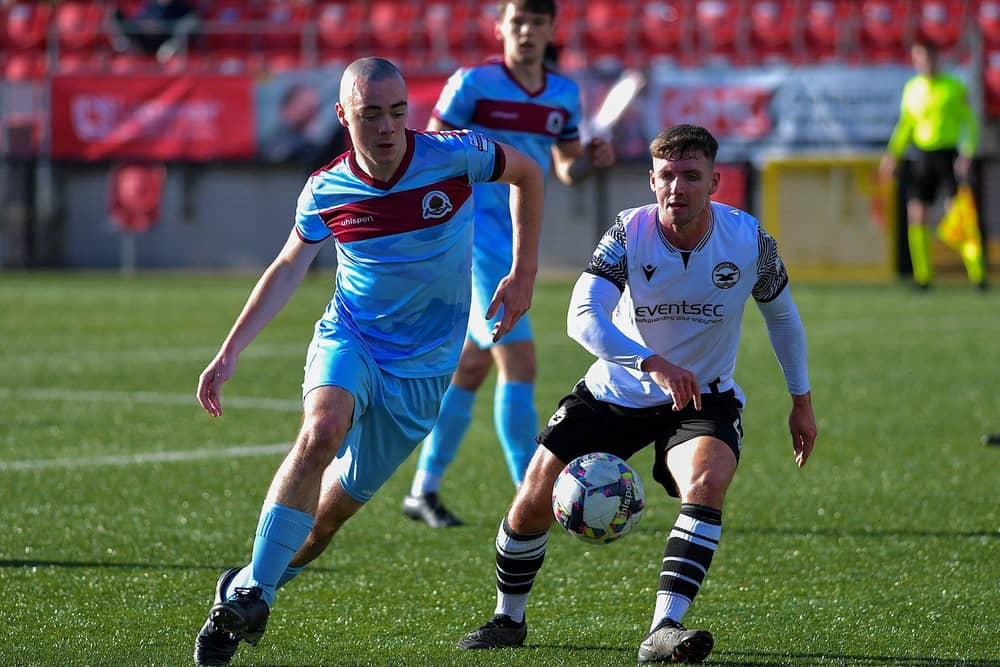 Oisin Devlin will remain at Institute on loan from Larne for the remainder of the season.
