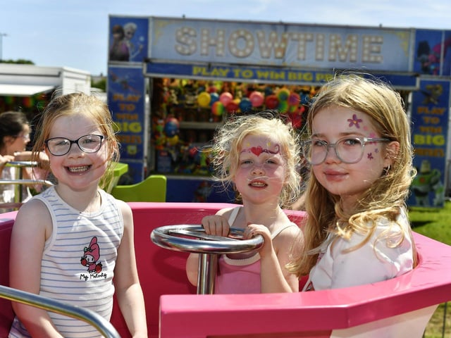 Katie, Sophie and Ayda Morrow at the Kids Fest held at the Shore Front in association with the Buncrana Music Festival. Photo: George Sweeney