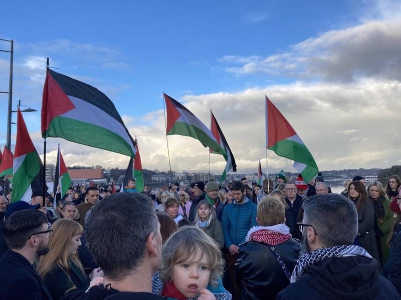 The Derry Branch of the Ireland Palestine Solidarity Campaign's vigil on New Year's Eve.