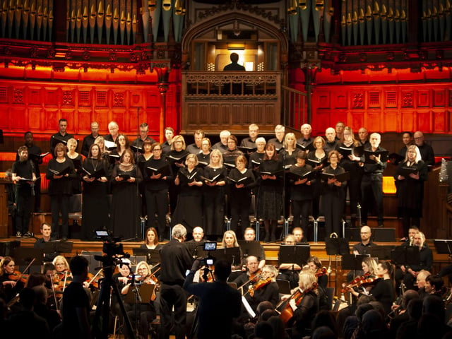 The Irish Doctors Choir accompanied by the Orchestra North-West who performed at the Guildhall on Sunday afternoon.