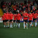 Derry City players pictured during the warm up prior to the game against HB Torshavn at the Brandywell last Thursday evening.  Photo: George Sweeney. DER2329GS – 35