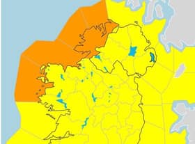 A Met Eireann graphic showing the Status Orange and Yellow warnings.