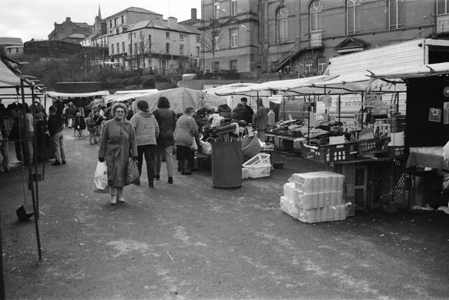 Shoppers at the Foyle Street market.