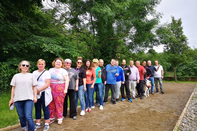 Participants at the new French Boules court created at St Columb's Park.