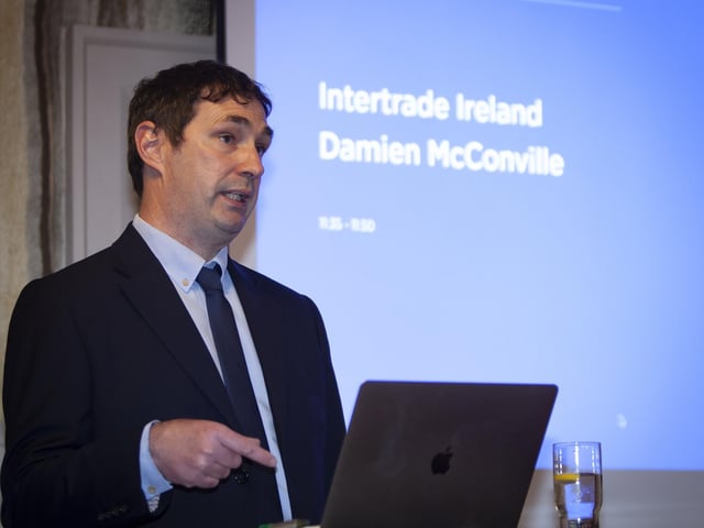 Damien McConville, Intertrade Ireland addressing the attendance at last week’s GEMX event in An Grianan Hotel.