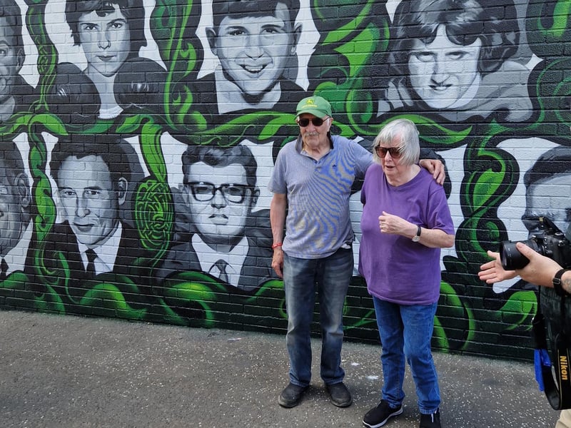 Family members pictured at the new Bloody Sunday mural.