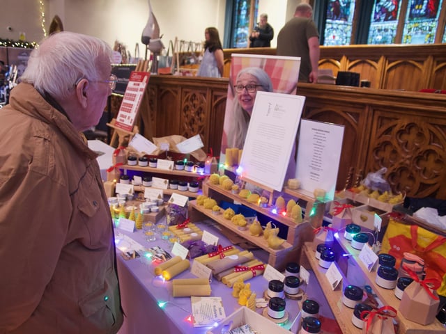 Shoppers enjoying the Christmas Guildhall Craft Fair at the weekend.