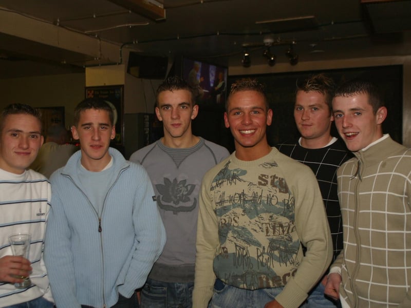 The boys are back left to right Kevin Murphy, Lou Campbell,Connor McDaid, Mickey McDaid, Marty Mahon and Garth Stewart.:Derry parties from November 2003