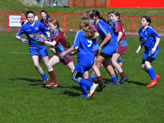 St John’s take on Rosemount in the Sean Dolan’s Girls School Cup competition on Friday afternoon last. Photo: George Sweeney.  DER2316GS – 32