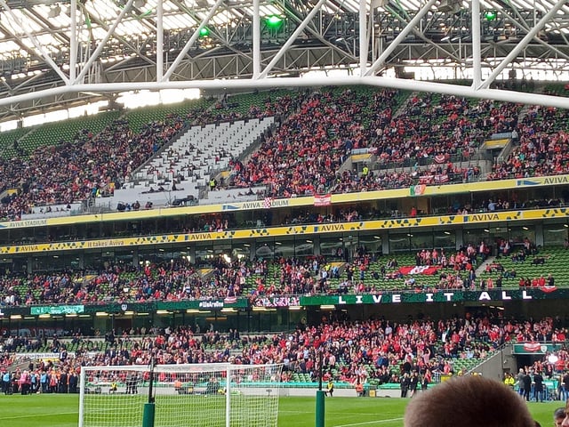 Fans enjoying the electric atmosphere in the Aviva Stadium on Sunday, November 13 for the FAI Cup Final.