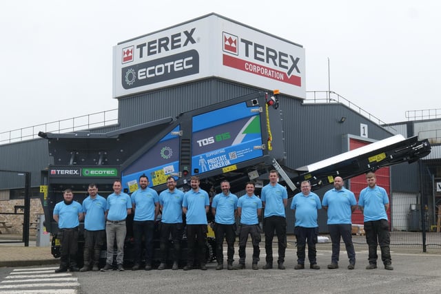 Some of the local team at Terex Campsie who brought the blue machine to life. CREDIT TEREX