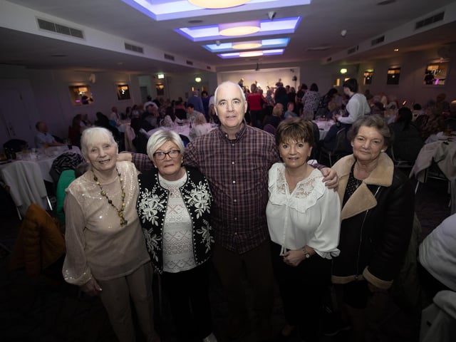 Paul McLaughlin and friends enjoying the entertainment at the Triax 60s/70s Spectacular on Tuesday night at the Maldron Hotel, Derry. (Photos: Jim McCafferty Photography)