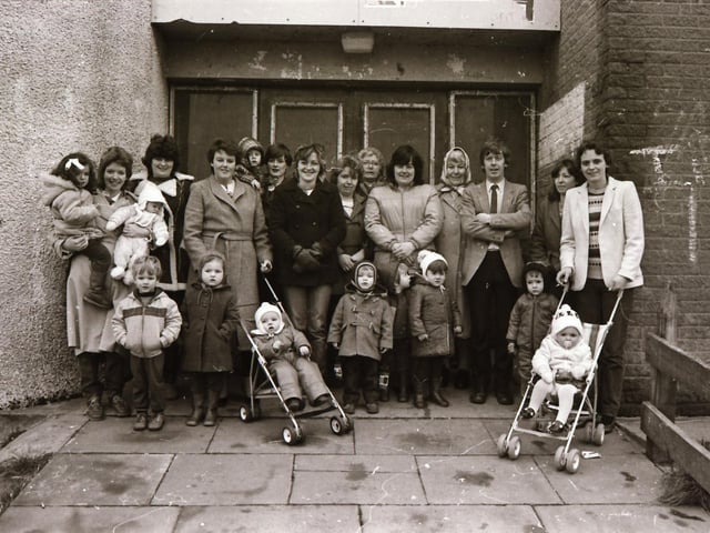 Mother and Toddlers protest at Gobnascale Community Centre.