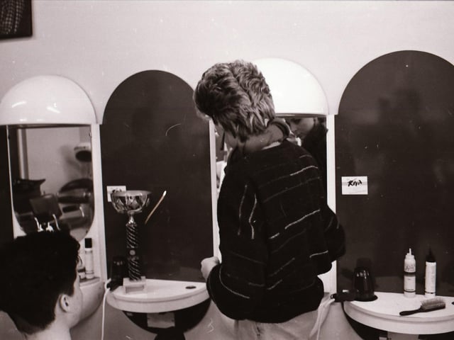 Down at the salon in 1986.