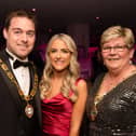 L-R Northern Ireland Hotels Federation President Eddie McKeever; Robyn McGarrigle, Bishop’s Gate Hotel (winner of Receptionist of the Year category) and Angela Dobbins, Deputy Mayor of Derry City & Strabane District Council.