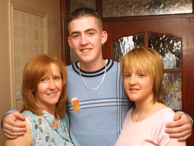 Conor with his mum, Margaret McLaren), and sister, Sarah-Jane McLaughlin.