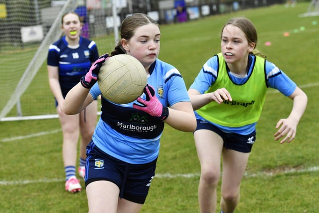 Footballers from Holybush PS play in the Derry Primary Schools Football Championships at Steelstown GAC. Photo: George Sweeney