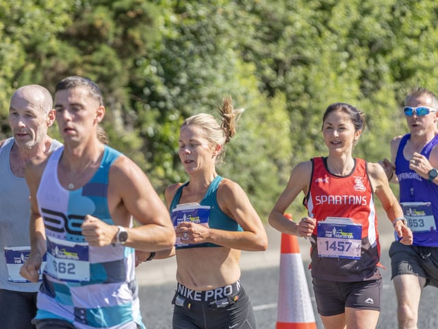 The leading pack at the start of the Strabane Lifford Half Marathon.