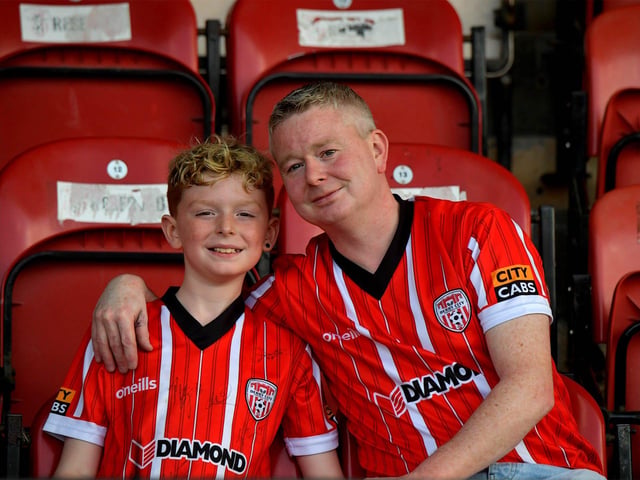 Derry City fans at the game against Sligo Rovers on Friday evening. Photo: George Sweeney. DER2327GS – 036