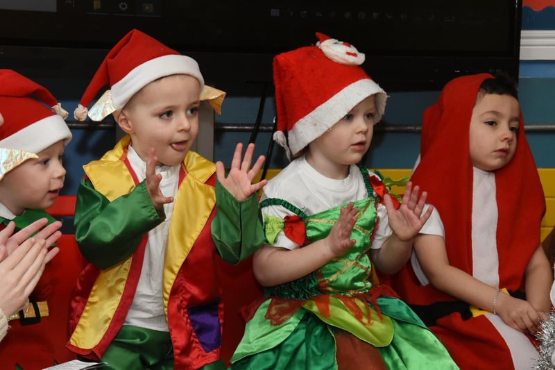 Some of the happy faces during the Long Tower Nursery Nativity.