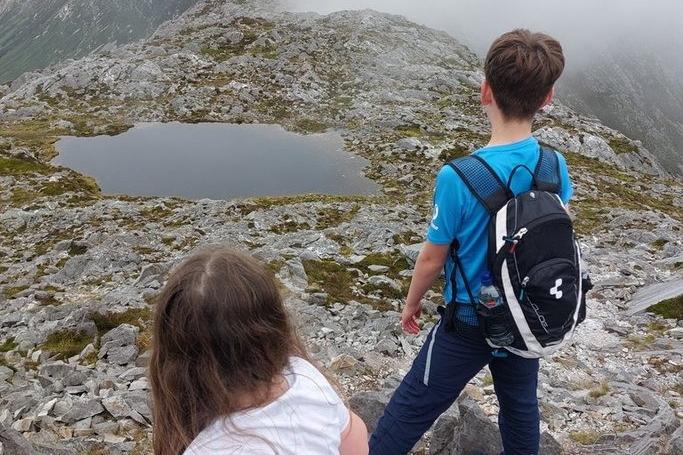 Shae and Freya Maguire on Derry Clare in the Twelve Bens range.