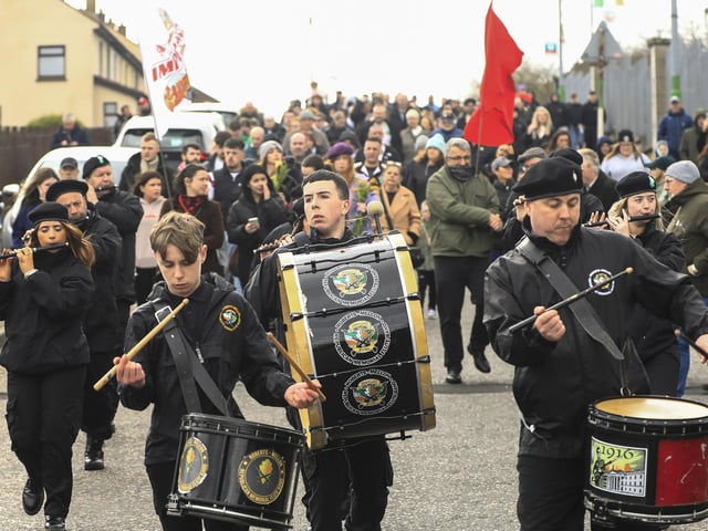 A flute band at the Saoradh Easter Commemoration making their way to City Cemetery.  (Photo - Tom Heaney, nwpresspics)