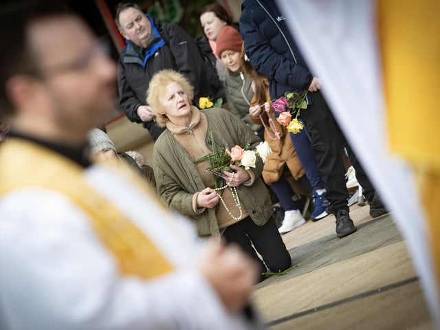 St. Brigid's Crosses and flowers were on colourful display during Saturday's procession.