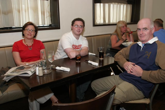 Alan, Joyce and Andy Warmington having a drink at The Exchange Bar.:Folks out enjoying a tasty meal and few drinks at The Exchange.:PubEye The Exchange