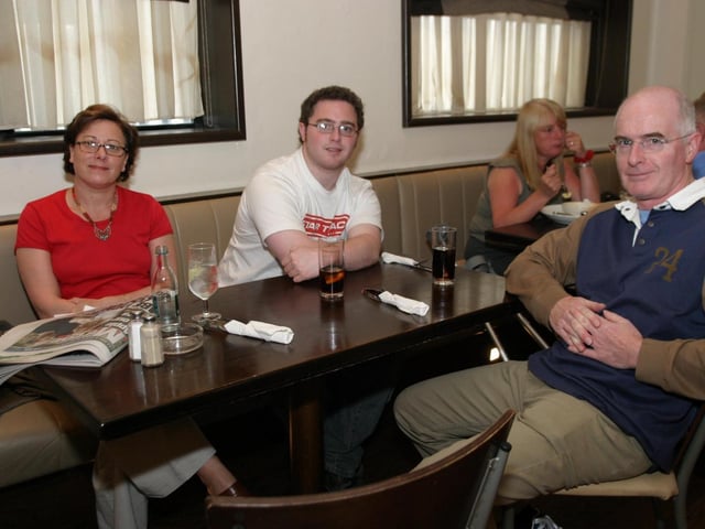 Alan, Joyce and Andy Warmington having a drink at The Exchange Bar.:Folks out enjoying a tasty meal and few drinks at The Exchange.:PubEye The Exchange