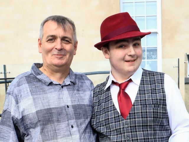 Ciaran mcGee with his dad Trevor at the Ardnashee formal held in the Ebrington Hotel. (Photo - Tom Heaney, nwpresspics) : .