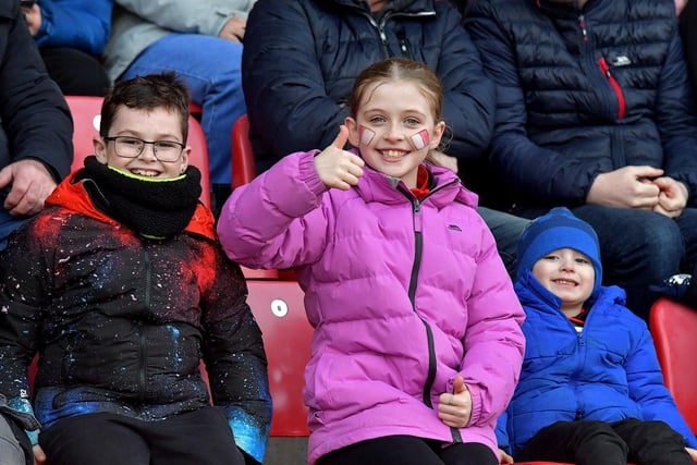 Fans pictured at the Derry v Meath Allianz Football League game at Owenbeg on Saturday. Photo: George Sweeney. DER2308GS – 39
