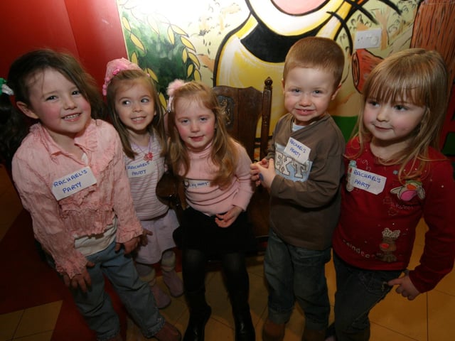 Abbey Meehan, Cait Dunlop, Rachel Sweeney, Oran Curley, and Catherine Green.0035/JML. : Parties across Derry in January 2006.
