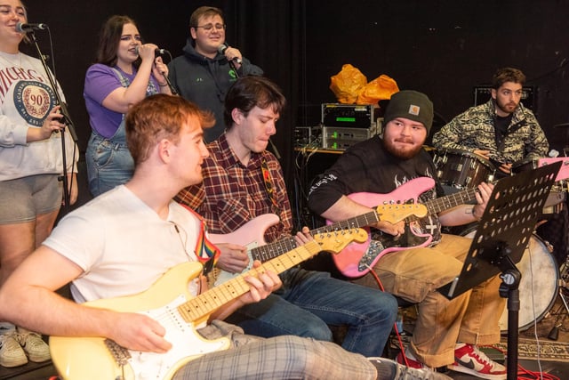 The live band members pictured at Romeo and Juliet rehearsals at North West Regional College's Foyle Theatre. .