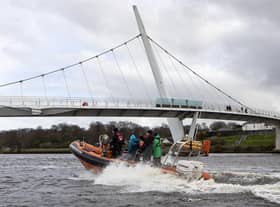 A picture of top marine scientists on a field trip on the Foyle.
