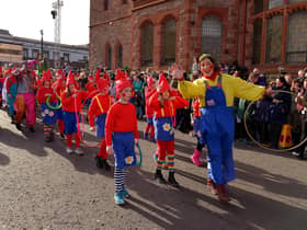 Participants in colourful costume at the St Patrick’s Day parade. Photo: George Sweeney / Derry Journal. DER2211GS – 120