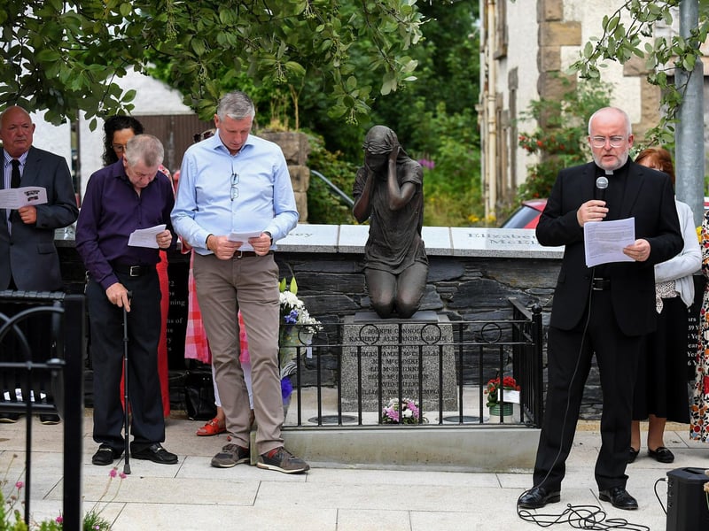 The Rev. David Slater, Church of Ireland, speaking at a service in Claudy marking the 52nd anniversary of the car bombings that killed nine people and injured 30 others. Photo: George Sweeney