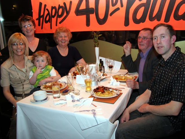 Paula pictured with friends, Shiela, Mary, Mickey, Michael and her son Oisin on the occasion of her 40th birthday 0118JML  : Parties and celebrations across Derry in May 2006.