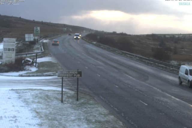 A light dusting of snow on the ground at The Ponderosa Bar & Restaurant on the Glenshane on Wednesday morning.