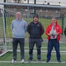 Pictured ahead of the much anticipated Derry City Legends versus Ballymac Celtic match on Sunday are John Leonard, Dean Carlyle, Legends gaffer Martin Mullan, Paul Carlisle and Davy McConnell.