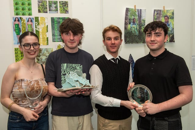 Prize winners at NWRC’s Art and Design Showcase: Eabha Coyle, Robaird Doherty, Evan Kelly, Darragh McGee.