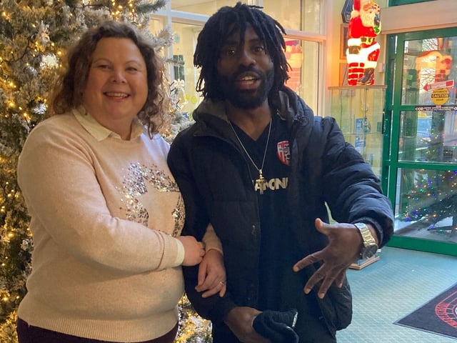 Oakgrove Principal Ashley Donaghey grabbed a photo with internet star Black Paddy during a visit to her school on Friday.