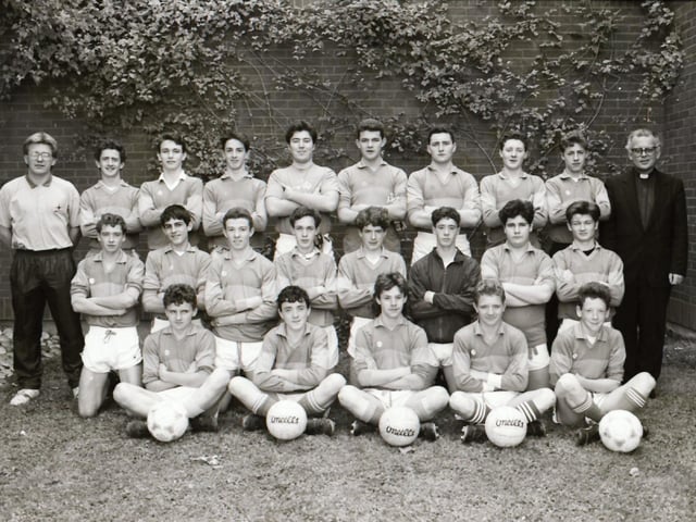 St Columb's College team with Herald Cup.