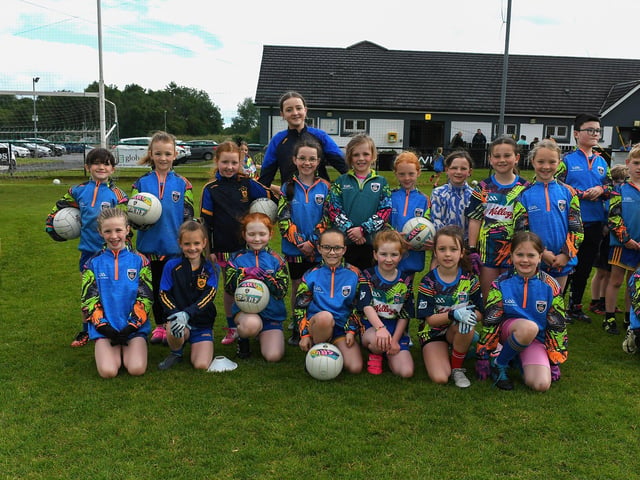 Children pictured with coach at the Steelstown Brian Ogs Cul Camp. Photo: George Sweeney