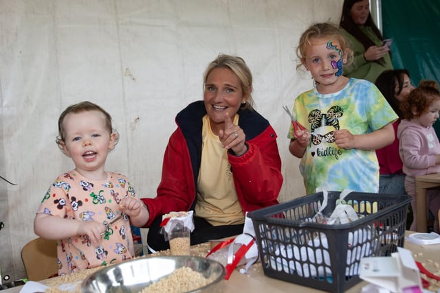 The lovely Catherine Divin working on Derry City Shakers with two years old Olivia Houston and six years-old Kayla O'Connell.