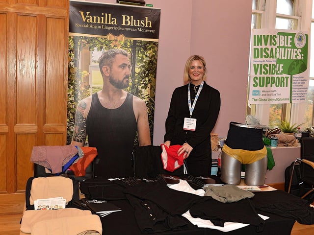 Vanilla Blush representative Nicola Dames pictured at the Stoma Information Day, hosted by the lleostomy and Internal Pouch Association (IA), held in the Magee Campus of Ulster University on Saturday last. Photo: George Sweeney