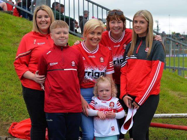 Derry fans at the game against Armagh in Celtic Park. Photo: George Sweeney