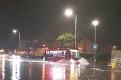 Flooding during heavy rainfall several years ago along Foyle Road.
