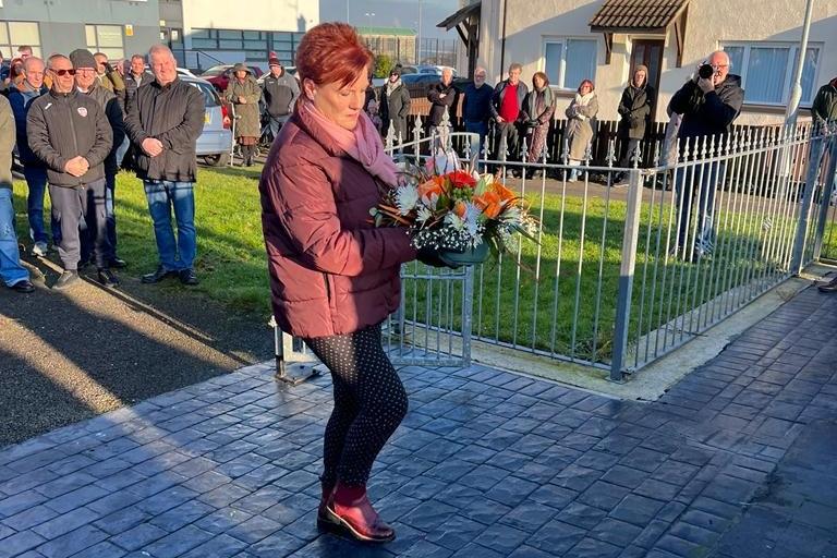 A wreath is laid in memory of IRA Volunteer Joe Walker at the Republican Monument in Central Drive.