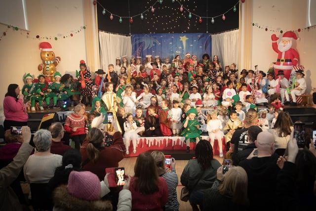 All on stage for the 'Grand Finale' at the Model Primary School's Christmas Show. (Photos: JIm McCafferty Photography)