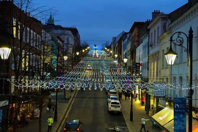 Shipquay Street up in lights for Christmas (file picture)